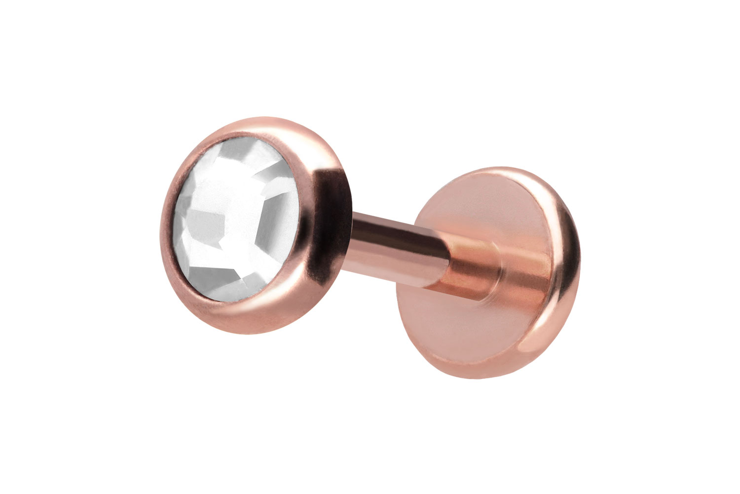 Titan Labret Piercing mit Push Fit KRISTALLDISC
